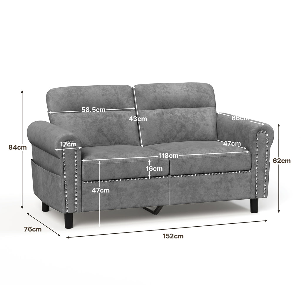 Bealife AR72 2-Sitzer Sofa mit Stauraum, Kompaktes Wildledersofa mit Seitenfach