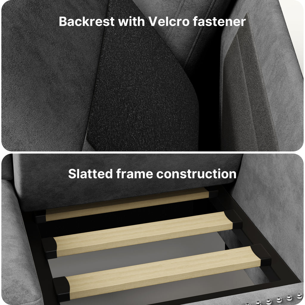 Bealife AR72 2-Sitzer Sofa mit Stauraum, Kompaktes Wildledersofa mit Seitenfach