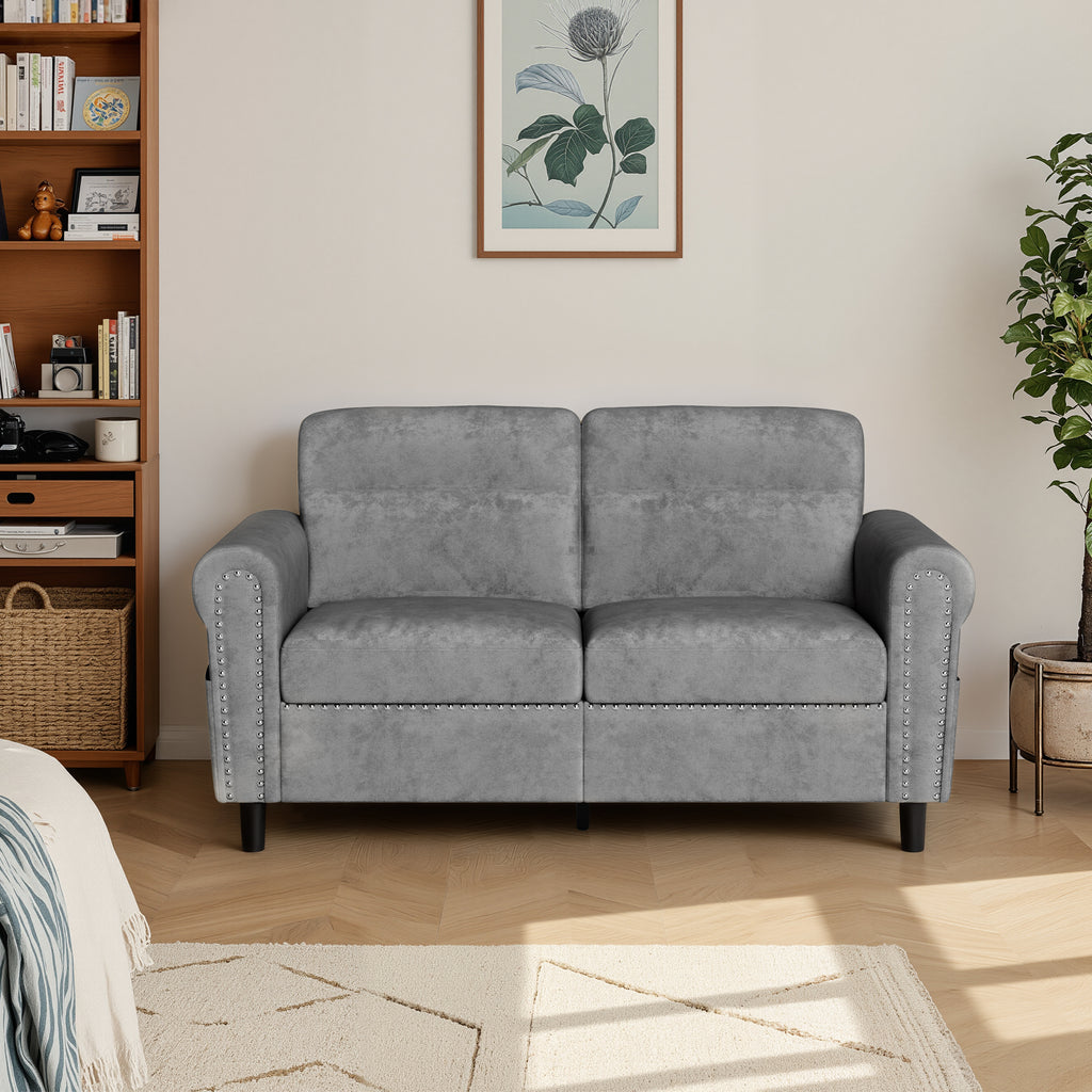 Bealife AR72 2-Sitzer Sofa mit Stauraum, Kompaktes Wildledersofa mit Seitenfach