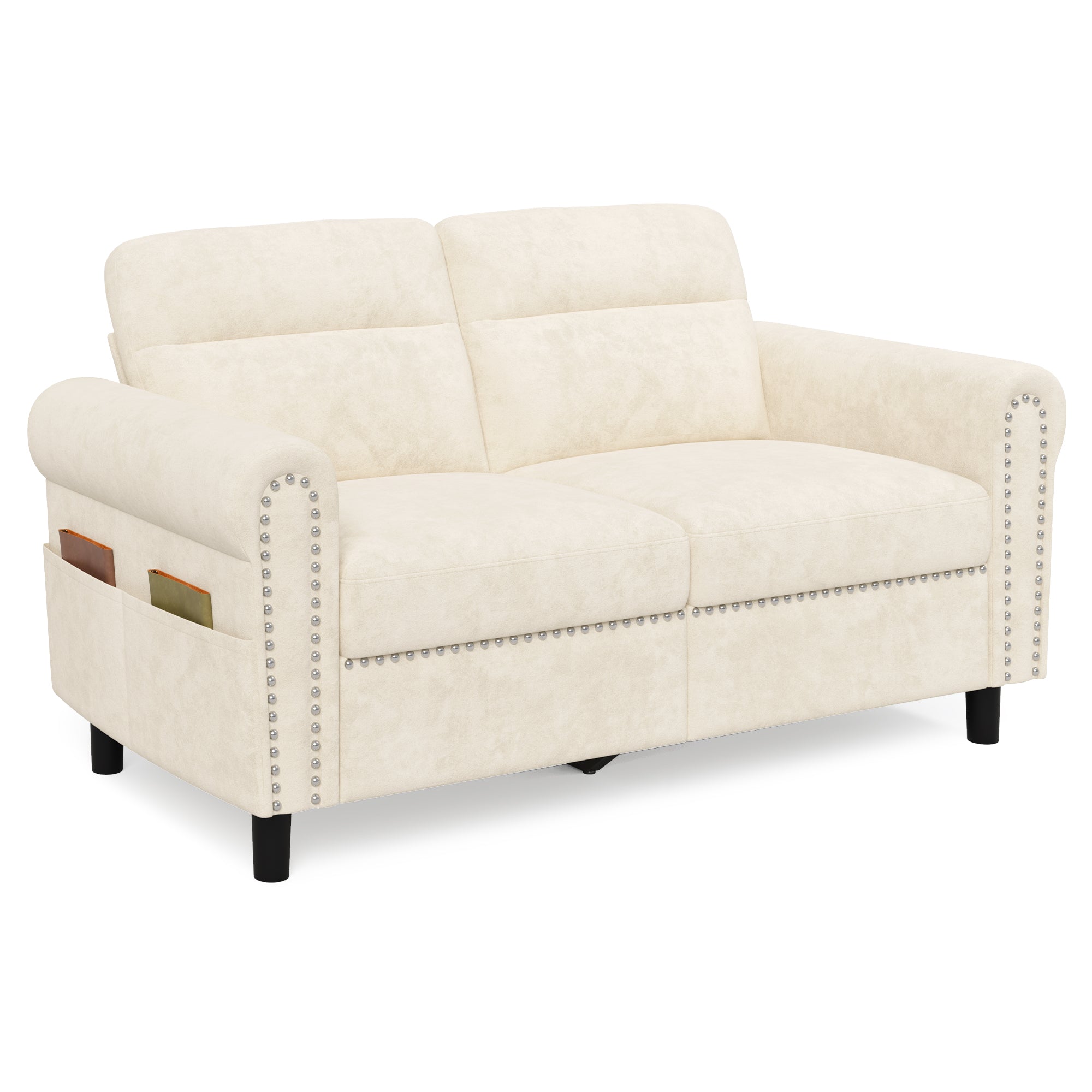 Bealife AR72 2-Sitzer Sofa mit Stauraum, Kompaktes Wildledersofa mit Seitenfach