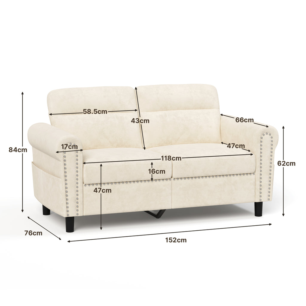 Bealife AR72 2-Sitzer Sofa mit Stauraum, Kompaktes Wildledersofa mit Seitenfach