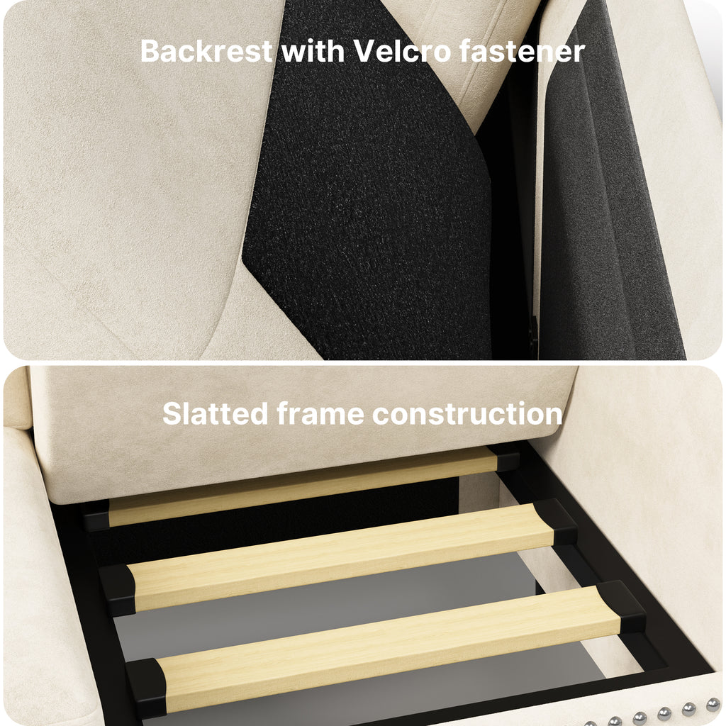 Bealife AR72 2-Sitzer Sofa mit Stauraum, Kompaktes Wildledersofa mit Seitenfach