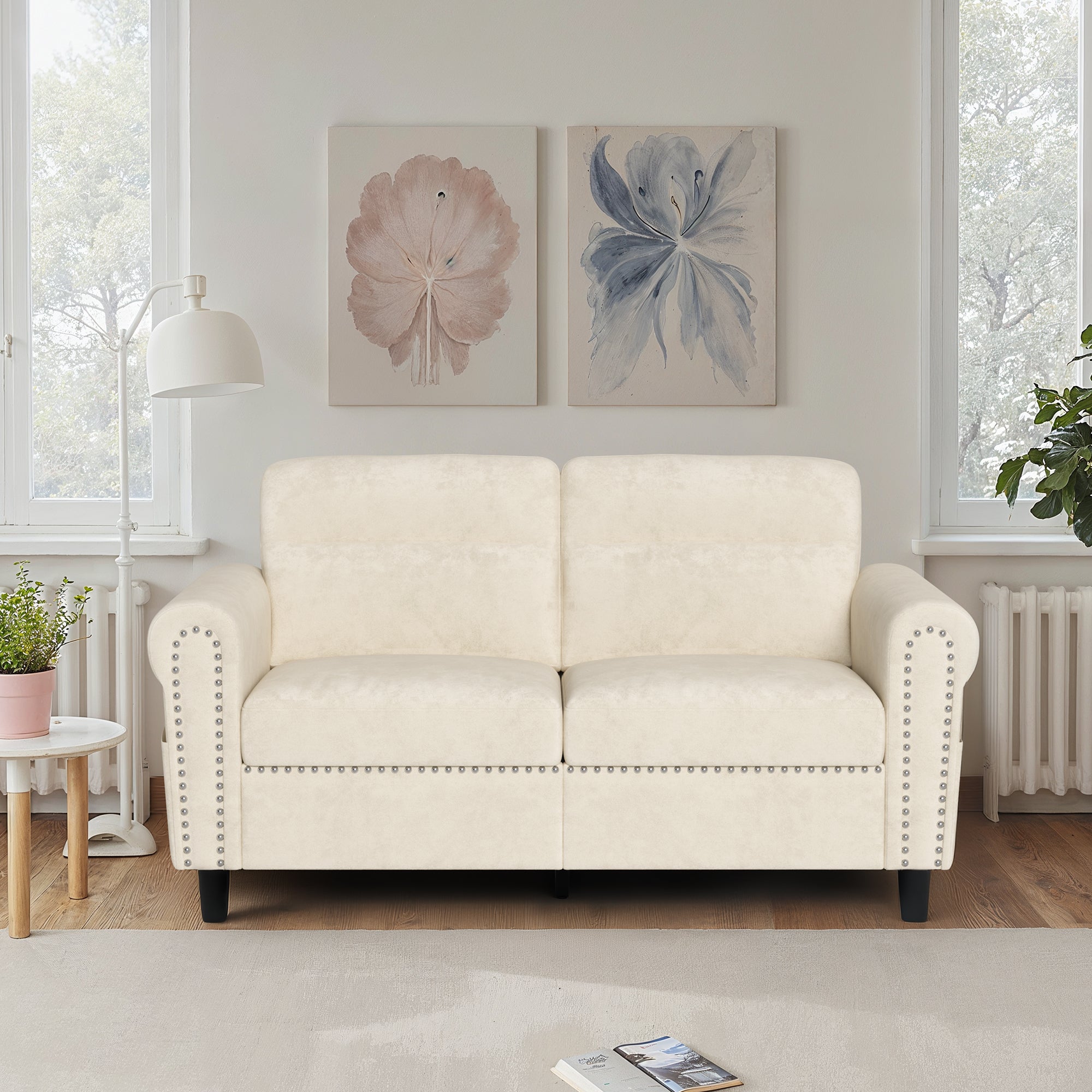 Bealife AR72 2-Sitzer Sofa mit Stauraum, Kompaktes Wildledersofa mit Seitenfach