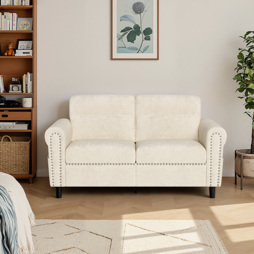 Bealife AR72 2-Sitzer Sofa mit Stauraum, Kompaktes Wildledersofa mit Seitenfach