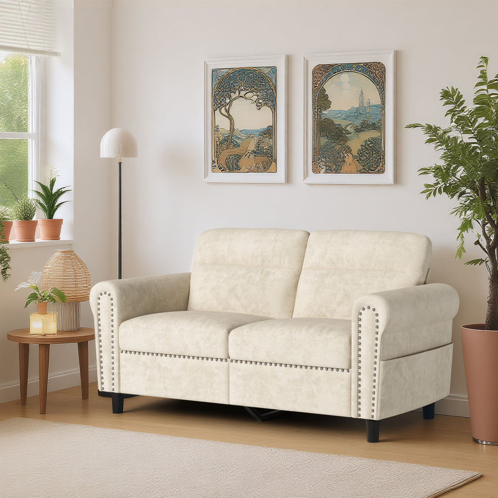 Bealife AR72 2-Sitzer Sofa mit Stauraum, Kompaktes Wildledersofa mit Seitenfach