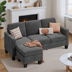 Bealife AR93 Ecksofa mit Recamiere, 4-Sitzer Cord Sofas in L-Form für kleine Wohnzimmer sowie offene Wohnbereiche