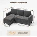 Bealife AR93 Ecksofa mit Recamiere, 4-Sitzer Cord Sofas in L-Form für kleine Wohnzimmer sowie offene Wohnbereiche