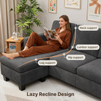 Bealife AR93 Ecksofa mit Recamiere, 4-Sitzer Cord Sofas in L-Form für kleine Wohnzimmer sowie offene Wohnbereiche