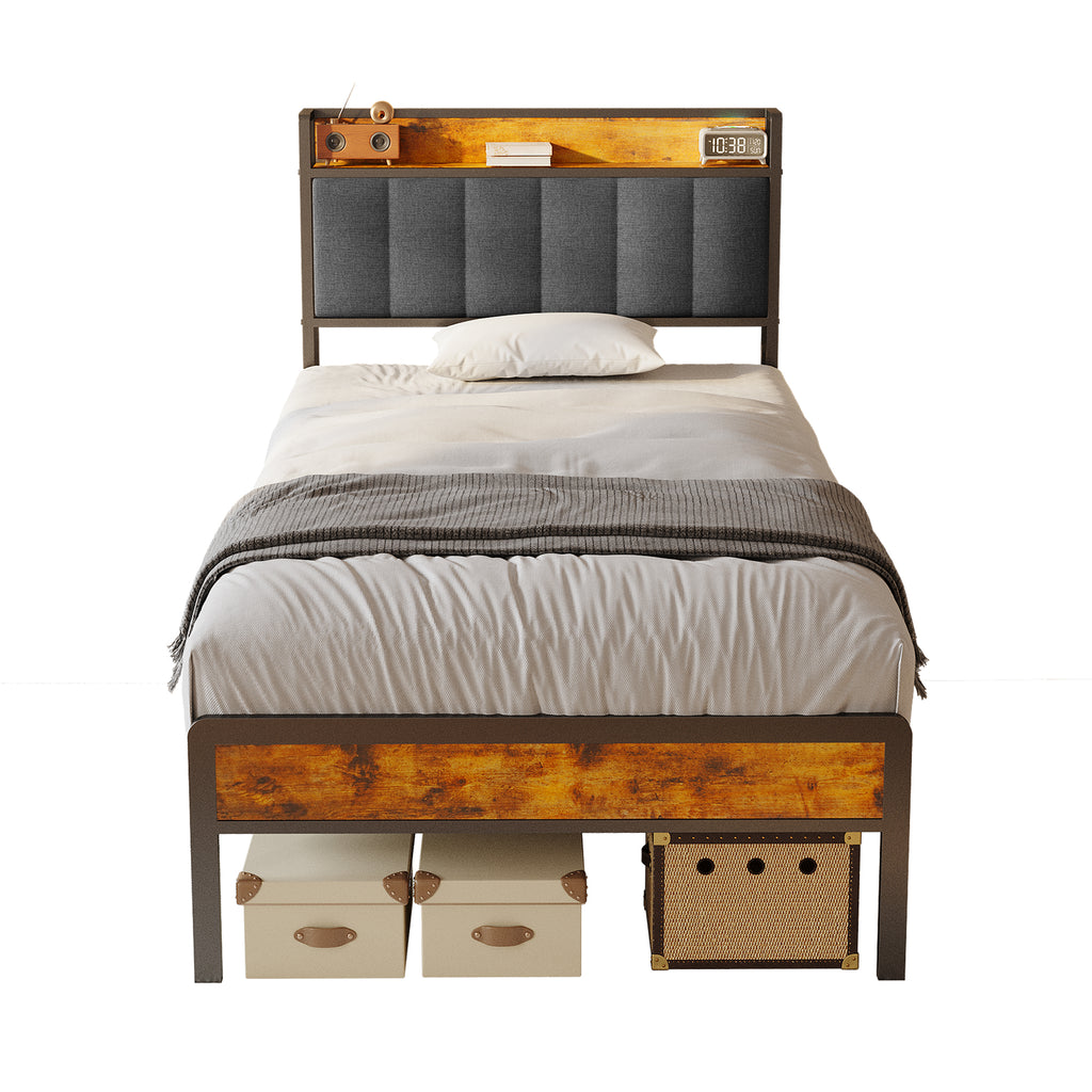 Bealife BF24 Schmales Einzelbett Metallgestell mit Stauraum | 220x90x111 cm