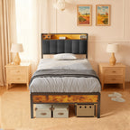 Bealife BF24 Schmales Einzelbett Metallgestell mit Stauraum | 220x90x111 cm