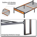 Bealife BF24 Schmales Einzelbett Metallgestell mit Stauraum | 220x90x111 cm