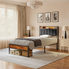 Bealife BF24 Schmales Einzelbett Metallgestell mit Stauraum | 220x90x111 cm