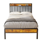 Bealife BF25 Einzelbett mit verstaubarem Kopfteil, Standard-Plattform-Bettgestel Metall-Bettgestell | 220 x 120 x111 cm