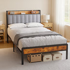 Bealife BF25 Einzelbett mit verstaubarem Kopfteil, Standard-Plattform-Bettgestel Metall-Bettgestell | 220 x 120 x111 cm