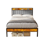 Bealife BF26 Doppelbetten mit verstaubarem Kopfteil, Standard-Plattform-Bettgestell Metall-Bettgestell | 220 x 140 x111cm