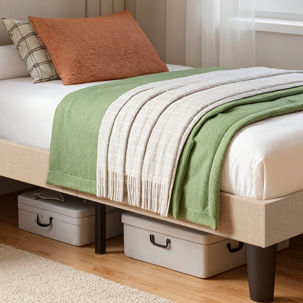 Bealife BF44 Upholstered Einzelbett, Einzelbettrahmen mit Wingback-Kopfteil | 208 x 94 x 122cm