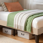 Bealife BF44 Upholstered Einzelbett, Einzelbettrahmen mit Wingback-Kopfteil | 208 x 94 x 122cm
