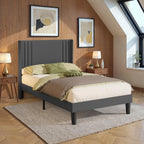 Bealife BF45 Geräuscharmes Doppelbett mit Polsterbett,  Lattenrost & Leinen-Kopfteil