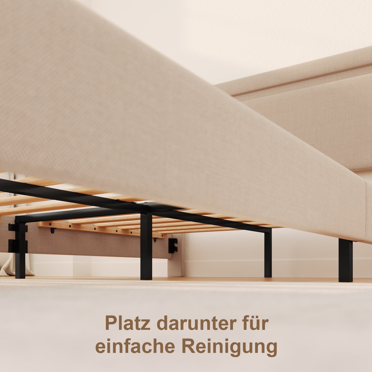 Bealife BF27 Gepolstertes Einzelbett 120x200 cm, Metallbettgestell mit LED-Beleuchtung am Kopfteil