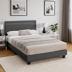 Bealife BF27 Gepolstertes Einzelbett 120x200 cm, Metallbettgestell mit LED-Beleuchtung am Kopfteil