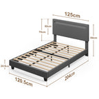 Bealife BF27 Gepolstertes Einzelbett 120x200 cm, Metallbettgestell mit LED-Beleuchtung am Kopfteil