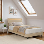 Bealife BF27 Gepolstertes Einzelbett 90x200 cm, Metallbettgestell mit LED-Beleuchtung am Kopfteil