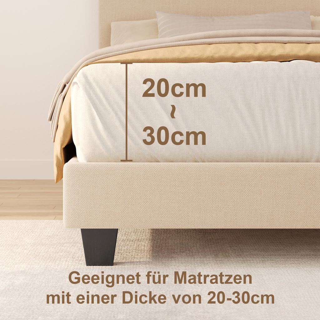 Bealife BF27 Gepolstertes Einzelbett 90x200 cm, Metallbettgestell mit LED-Beleuchtung am Kopfteil