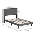 Bealife BF28 Gepolstertes Einzelbett 120x200 cm, Metallbettgestell mit LED-Beleuchtung, Kopfteil-Ablage & integrierter Ladestation