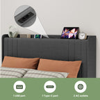 Bealife BF28 Gepolstertes Einzelbett 120x200 cm, Metallbettgestell mit LED-Beleuchtung, Kopfteil-Ablage & integrierter Ladestation