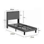 Bealife BF28 Gepolstertes Einzelbett 90x200 cm, Metallbettgestell mit LED-Beleuchtung, Kopfteil-Ablage & integrierter Ladestation