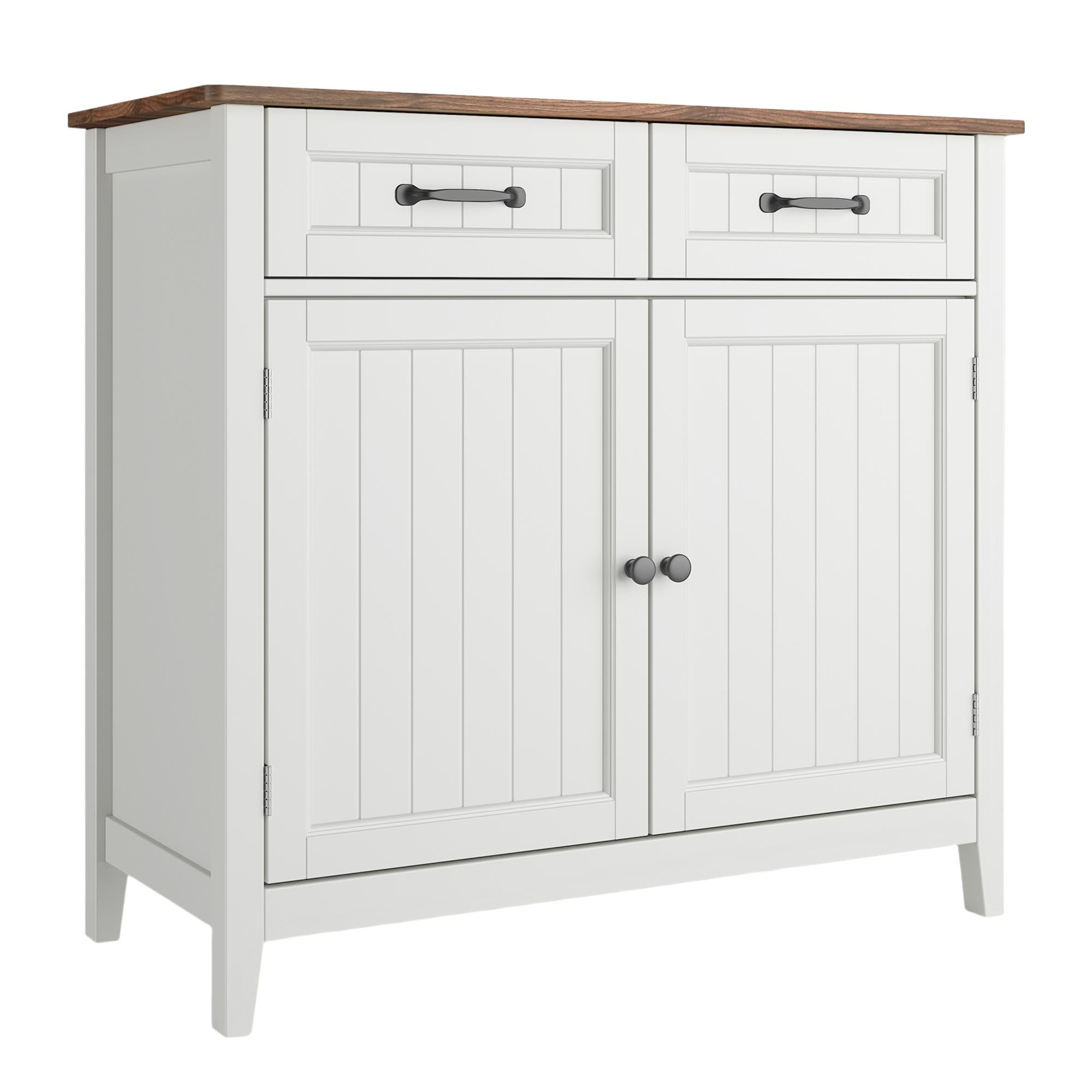 Bealife AP30 Küchenbuffet, Retro-Design Sideboard mit 2 Schubladen, Höhenverstellbar & Kann als Weinrega