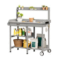 Bealife CC53 Multifunktional Gartenwagen mit Pflanzfläche, Pflanztisch Holz mit Rollen und Schublade