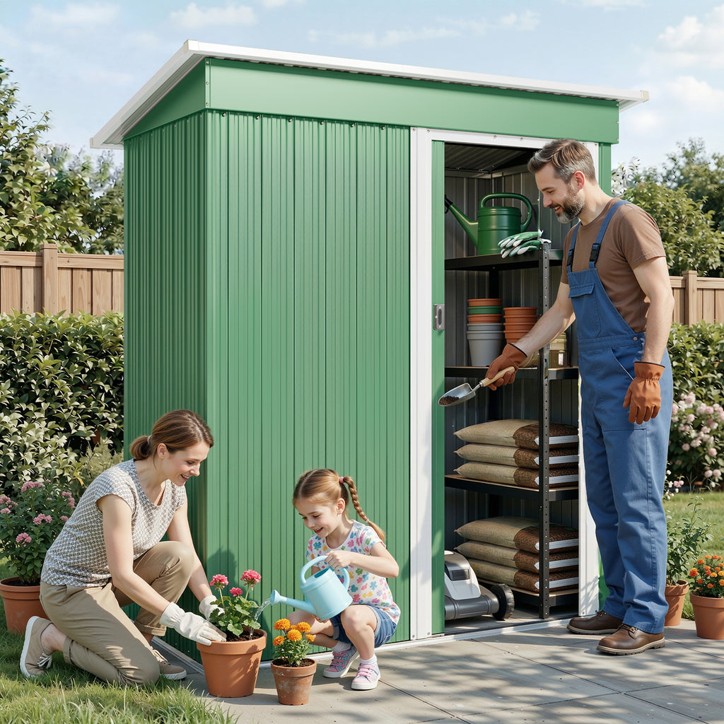 Bealife CC22 Metall Geräteschuppen mit Schiebetür & Schloss, großem Stauraum für Hinterhof, Terrasse, Rasen