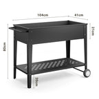 Bealife CC25 Gartenwagen mit Pflanzfläche, mobiles Hochbeet mit Rädern & Abstellfläche – 104 x 41 x 80 cm, wetterfest für Terrasse, Balkon & Garten