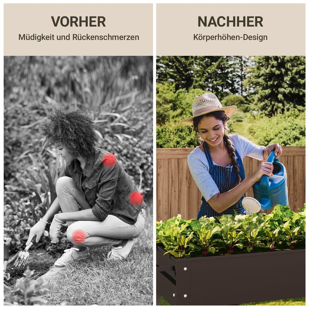 Bealife CC25 Gartenwagen mit Pflanzfläche, mobiles Hochbeet mit Rädern & Abstellfläche – 104 x 41 x 80 cm, wetterfest für Terrasse, Balkon & Garten