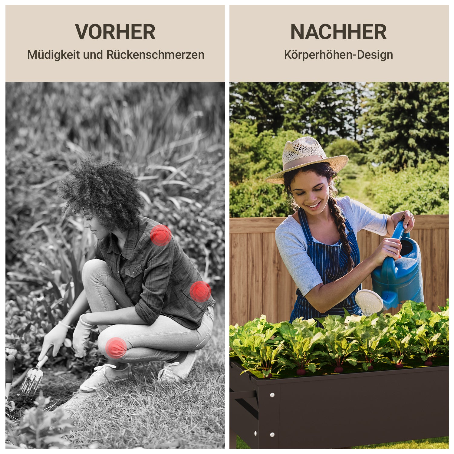Bealife CC25 Gartenwagen mit Pflanzfläche, mobiles Hochbeet mit Rädern & Abstellfläche – 104 x 41 x 80 cm, wetterfest für Terrasse, Balkon & Garten