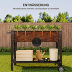 Bealife CC25 Gartenwagen mit Pflanzfläche, mobiles Hochbeet mit Rädern & Abstellfläche – 104 x 41 x 80 cm, wetterfest für Terrasse, Balkon & Garten