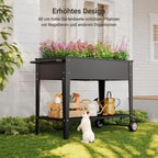 Bealife CC25 Gartenwagen mit Pflanzfläche, mobiles Hochbeet mit Rädern & Abstellfläche – 104 x 41 x 80 cm, wetterfest für Terrasse, Balkon & Garten