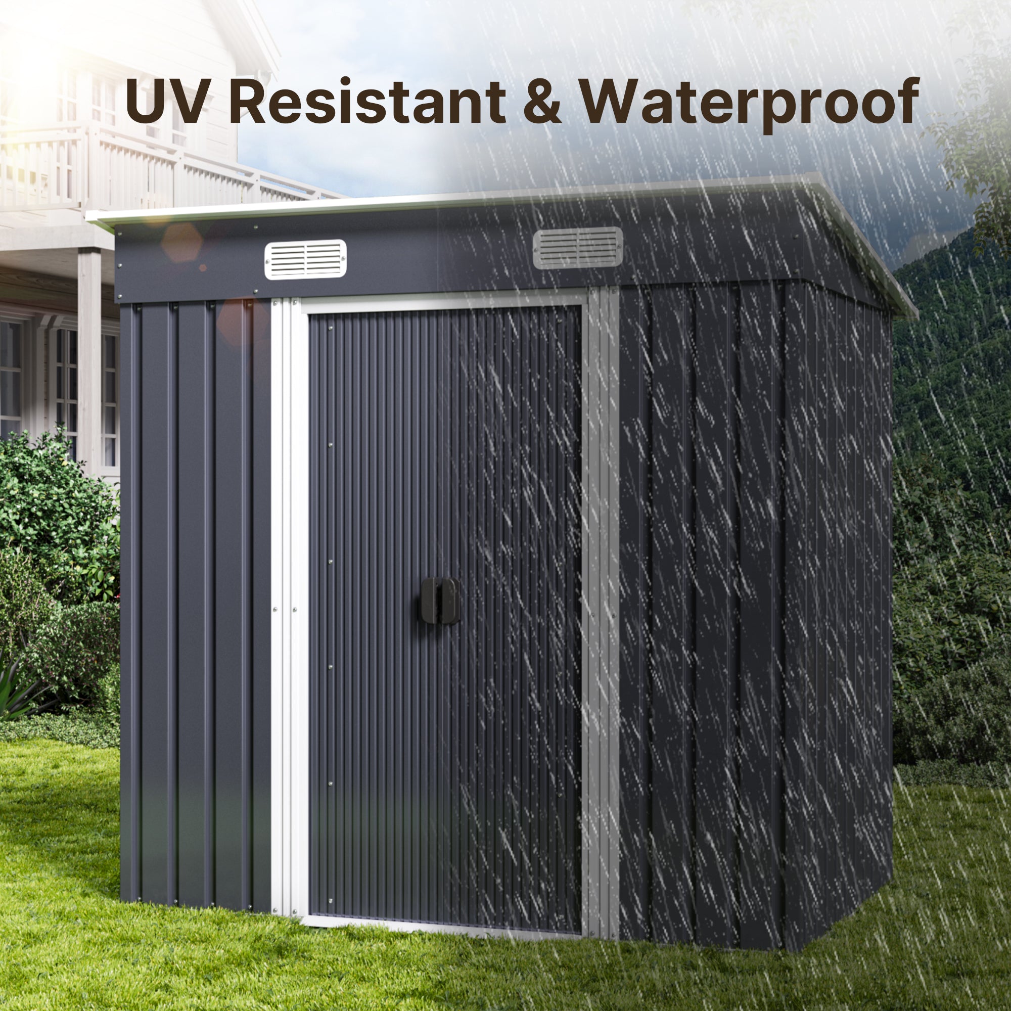 Bealife CC26 Metall Geräteschuppen mit Schloss  – 183×109×182 cm, wetterfest & stabil für Werkzeuge & Geräte