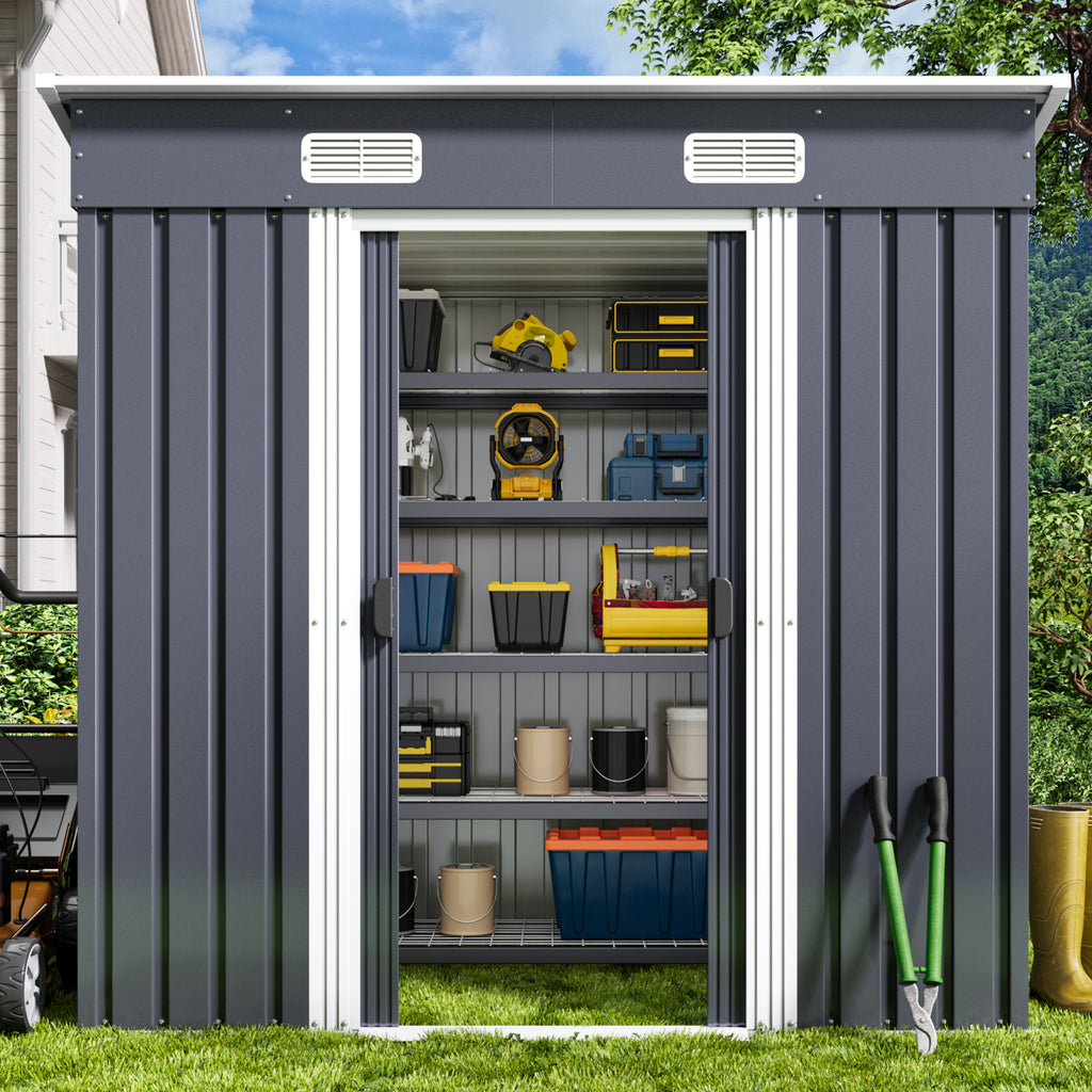 Bealife CC26 Metall Geräteschuppen mit Schloss  – 183×109×182 cm, wetterfest & stabil für Werkzeuge & Geräte