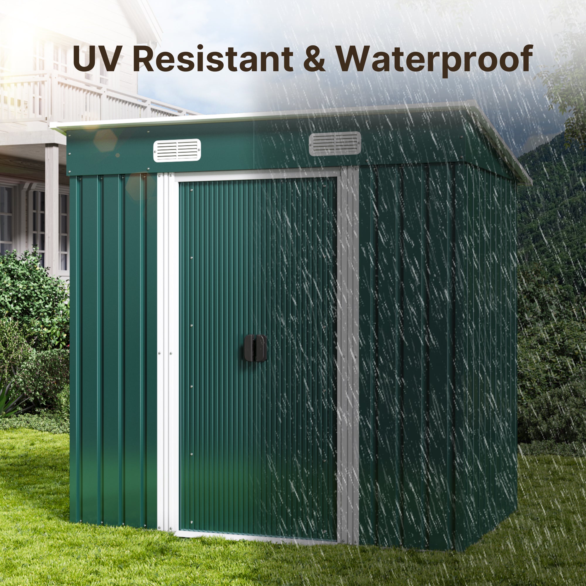 Bealife CC26 Metall Geräteschuppen mit Schloss  – 183×109×182 cm, wetterfest & stabil für Werkzeuge & Geräte