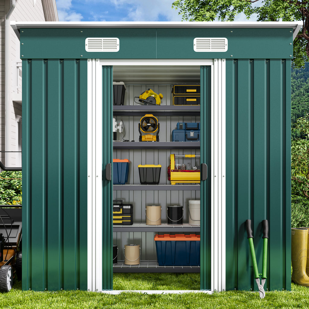 Bealife CC26 Metall Geräteschuppen mit Schloss  – 183×109×182 cm, wetterfest & stabil für Werkzeuge & Geräte