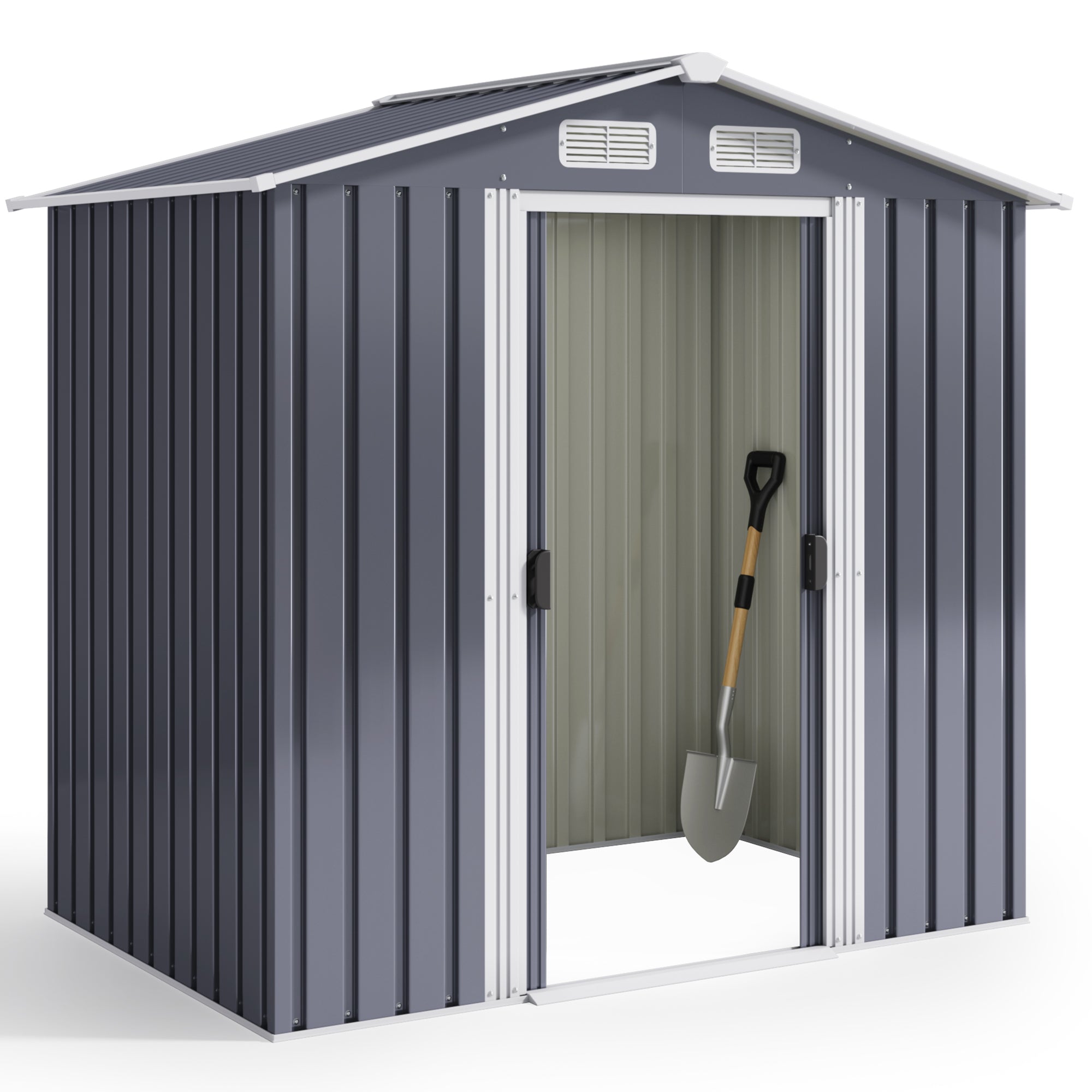 Bealife CC27 Metall Geräteschuppen mit Schloss  – 184×119×186 cm, Wetterfest & Stabil für Werkzeuge & Geräte