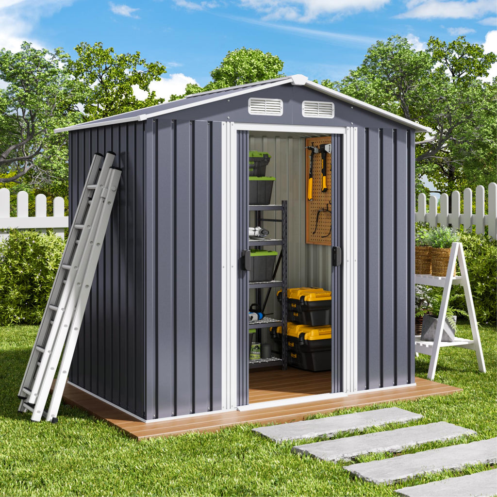 Bealife CC27 Metall Geräteschuppen mit Schloss  – 184×119×186 cm, Wetterfest & Stabil für Werkzeuge & Geräte