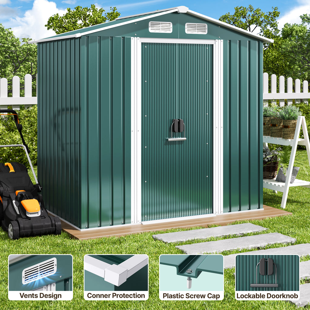 Bealife CC27 Metall Geräteschuppen mit Schloss  – 184×119×186 cm, Wetterfest & Stabil für Werkzeuge & Geräte