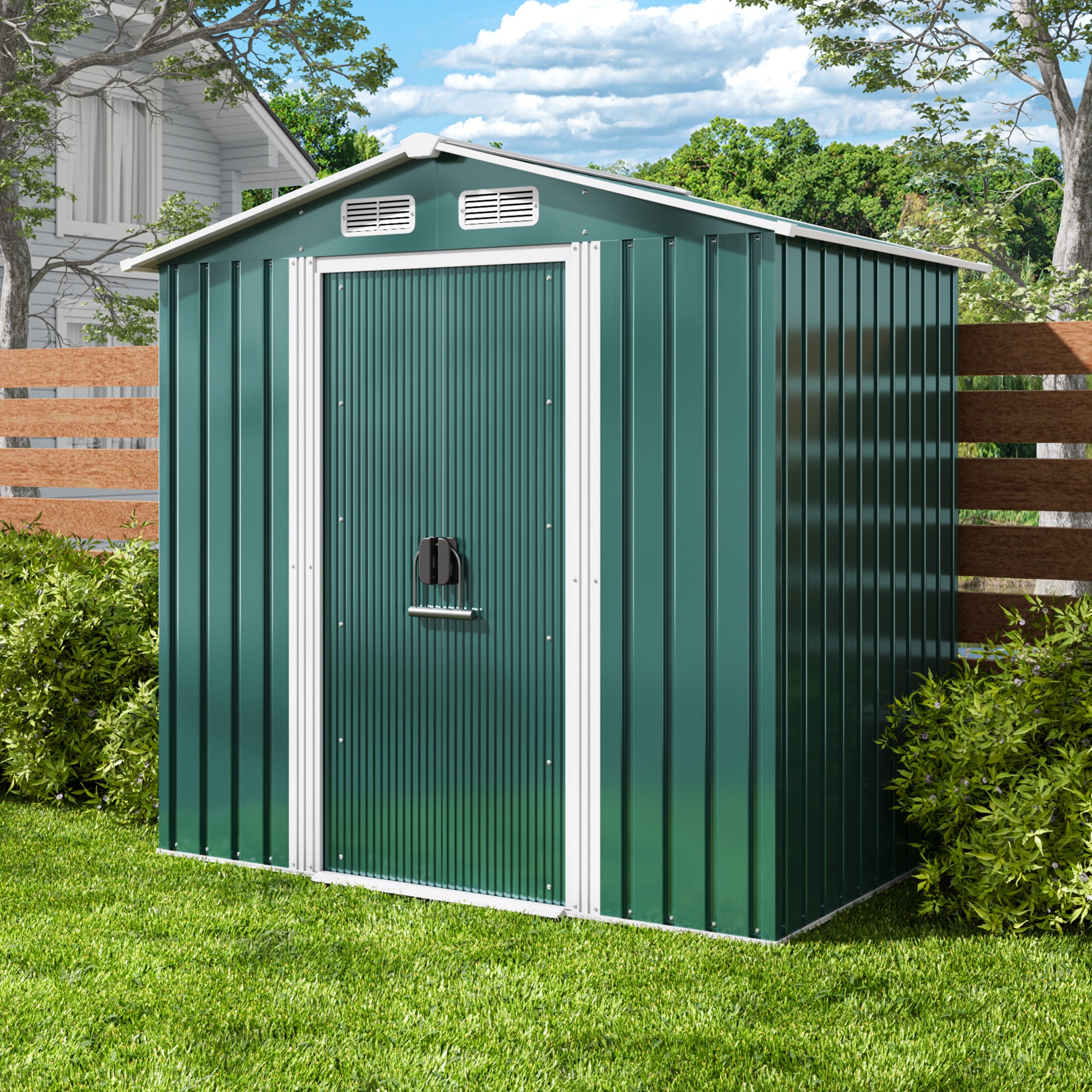 Bealife CC27 Metall Geräteschuppen mit Schloss  – 184×119×186 cm, Wetterfest & Stabil für Werkzeuge & Geräte
