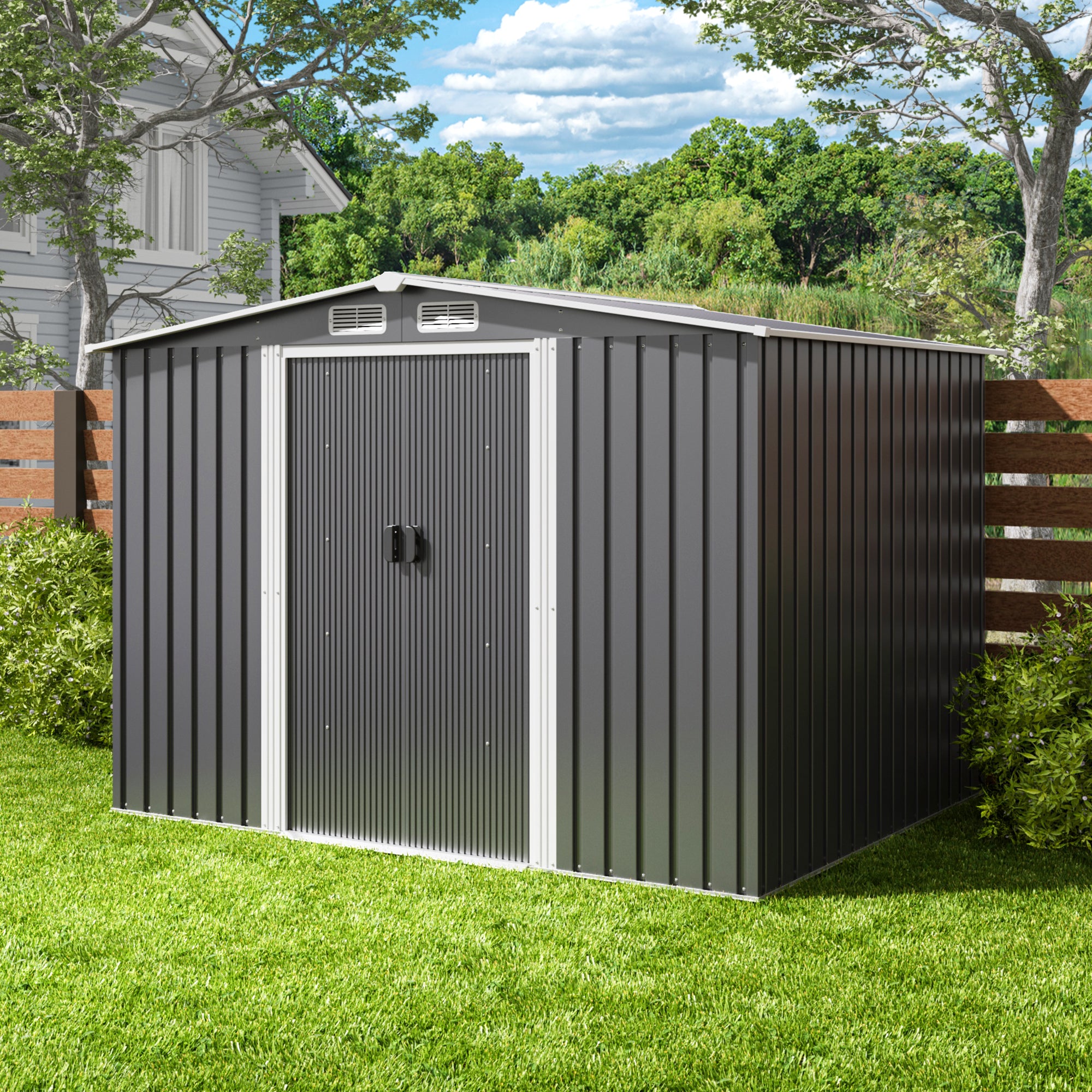 Bealife CC28 Metall Gerätehaus mit Schloss – 247x193x179 cm, multifunktional mit großzügiger Innenfläche, wetterfest & stabil