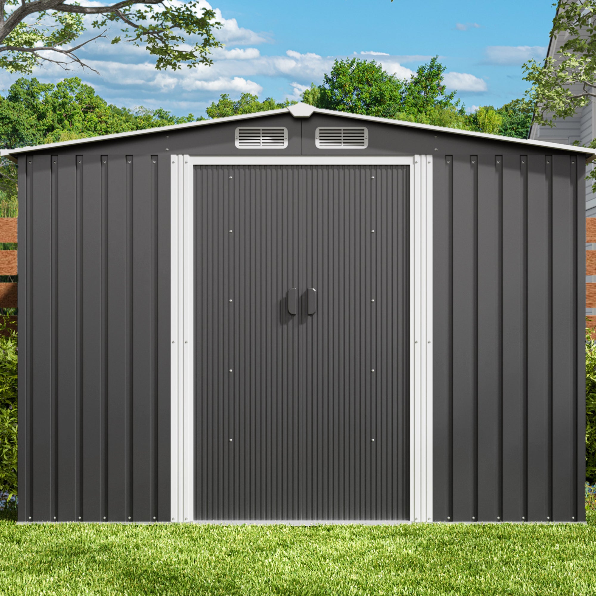 Bealife CC28 Metall Gerätehaus mit Schloss – 247x193x179 cm, multifunktional mit großzügiger Innenfläche, wetterfest & stabil