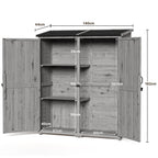 Bealife CC40 Schmaler Holz Geräteschuppen 140×44×162 cm, abschließbar mit abnehmbaren Fachböden und wasserdichtem Dach für Garten & Terrasse