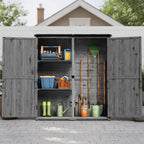Bealife CC40 Schmaler Holz Geräteschuppen 140×44×162 cm, abschließbar mit abnehmbaren Fachböden und wasserdichtem Dach für Garten & Terrasse